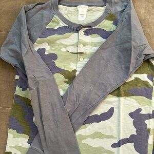 Crewcuts long-sleeve contrast camo henley